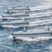 MKE PİRANA kamikaze unmanned surface vehicles (USV) sailing in swarm formation at sea