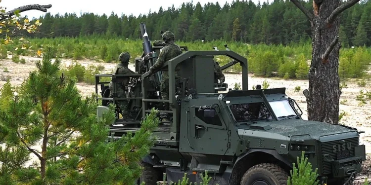 The Patria TREMOS mortar system on a SISU vehicle belonging to the Finnish Defence Forces
