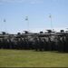 Argentine Army TAM 2C-A2 tank squadron and crews lined up in Magdalena